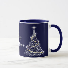 Taza Oro espumoso y vacaciones en árboles de Navidad bl