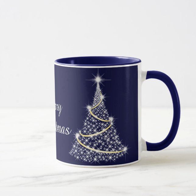Taza Oro espumoso y vacaciones en árboles de Navidad bl (Derecha)