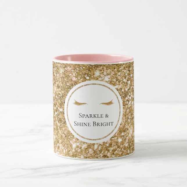 Taza Oro Eyelashes giratorio glam purpurina (Centro)