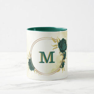 Taza oro floral esmeralda