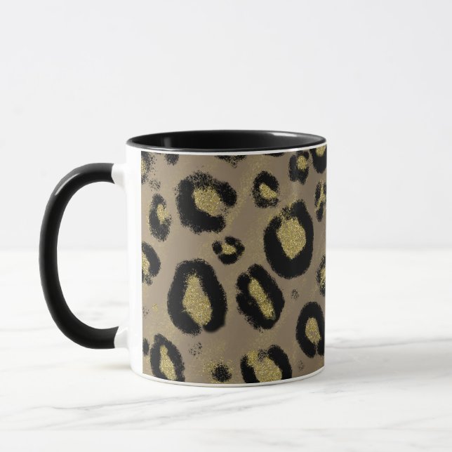 Taza Oro Marrón Brillo & Estampado Leopardo Cheetah Neg (Izquierda)