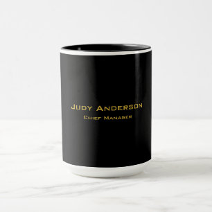 Taza Oro Metálico y Negro Moderno Elegante Profesional