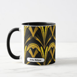 Taza Oro Negro Neo Deco Arte Abstracto Sin Costuras