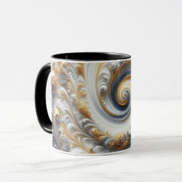 Taza Oro, negro y blanco girando moderno abstracto