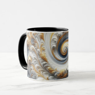Taza Oro, negro y blanco girando moderno abstracto