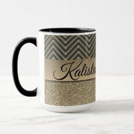 Taza Oro Purpurinoso y Chevron negro
