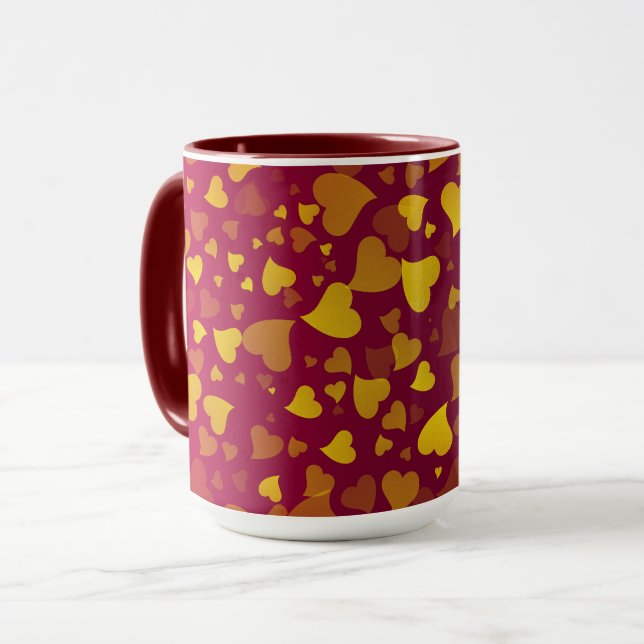 Taza Oro rojo en los corazones que caen (Anverso izquierdo)