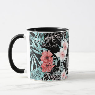 Taza Oro Rosa Elegante Tropical Botánico Isla Luau