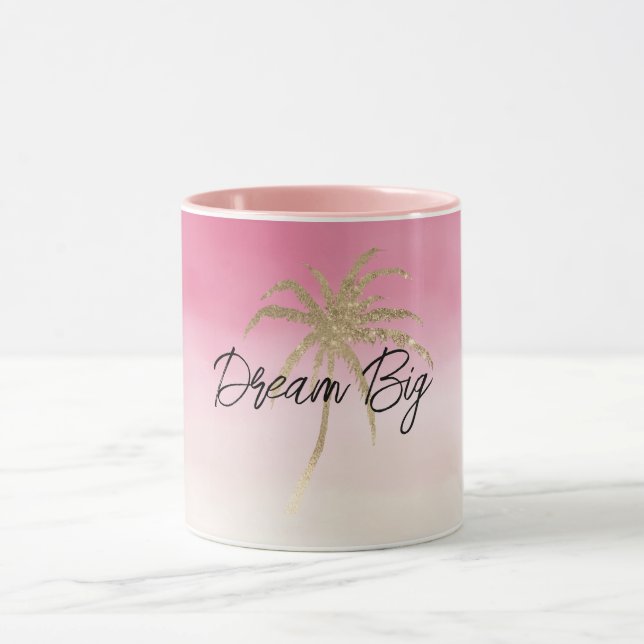 Taza Oro rosado de rosa árbol de palma tropical (Centro)