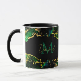 Taza Oro verde de esmeralda negra personalizado