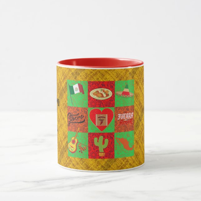 Taza Oro Verde Rojo México (Centro)