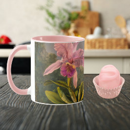 Taza Orquídea de Cattelya brasileña Artsy y 3 Hummingbi
