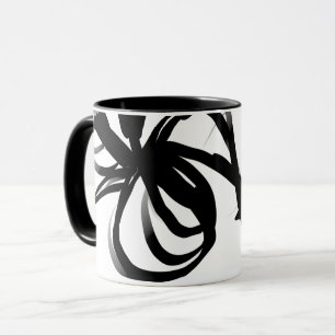 Taza Orquídea en blanco y negro abstracto