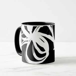 Taza Orquídea Noir: Resumen en blanco y negro