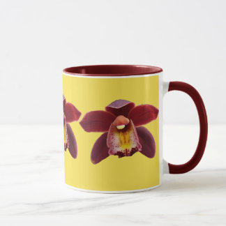 Taza Orquídeas Maroon I Hermosa Floral Roja