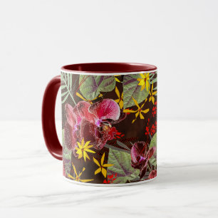 Taza orquídeas rojas.