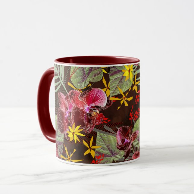 Taza orquídeas rojas. (Anverso izquierdo)