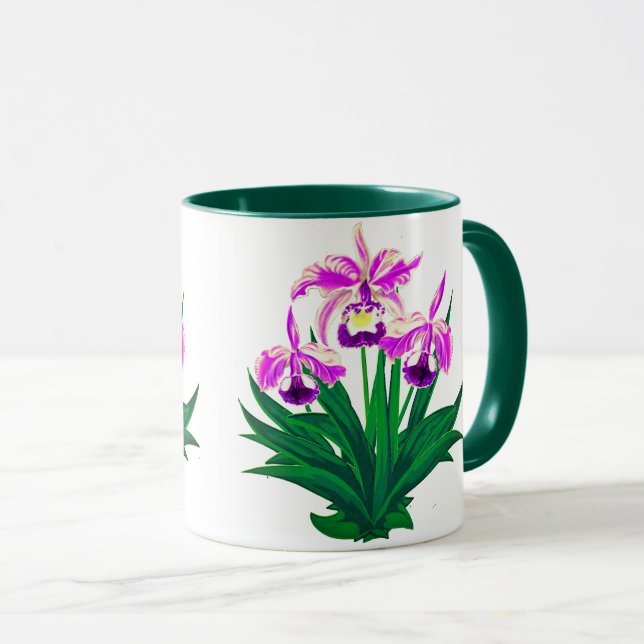 Taza Orquídeas silvestres - Orquídeas y follaje púrpura (Anverso derecho)