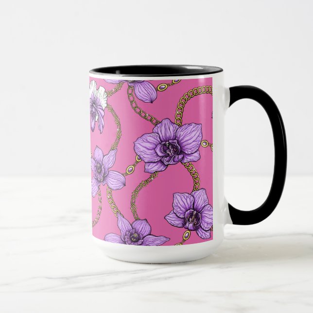 Taza orquídeas y cadenas, violetas y rosas (Derecha)