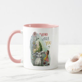 Taza oruga rosada en Alicia en arte de maravillas