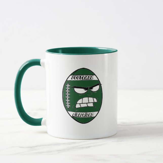 Taza Oscuro fango verde del fútbol para tu novia (Izquierda)