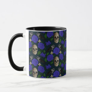 Taza Oscuro Rosa gótico de Grungy Vines Raven Skull azu