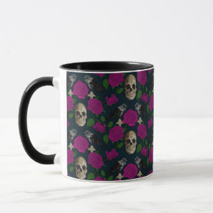 Taza Oscuro Rosa gótico gótico grisáceo Vines Raven Sku