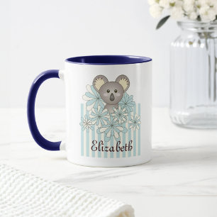 Taza Osito Koala Azul Pastel Personalizado para Niños