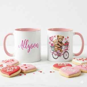 Taza Ositos de San Valentín en bicicleta personalizados