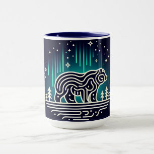 Taza Oso bajo las luces de la aurora