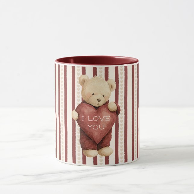 Taza Oso de amor de corazón rojo (Centro)