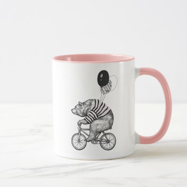 Taza Oso de bicicleta con globo (Derecha)