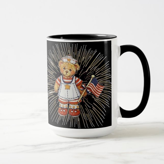 Taza Oso de enfermería vintage con fuegos artificiales  (Derecha)