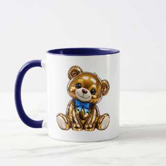 Taza Oso de peluche adorable personaje brillante lazo a