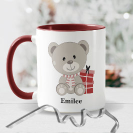 Taza Oso de peluche con regalo de Navidad rojo