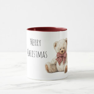 Taza Oso de peluche lazo rojo Navidad