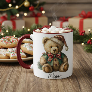Taza Oso de peluche vintage de Navidad personalizado