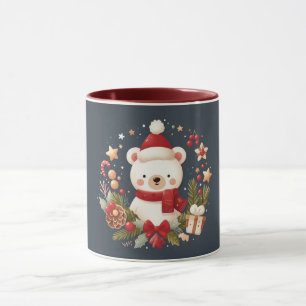 Taza Oso lindo de Navidad/invierno en corona