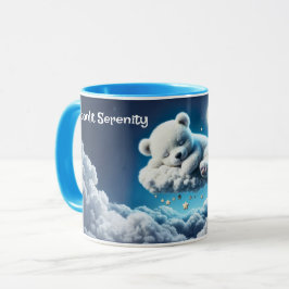 Taza Oso mágico noche soñadora arte azul pastel