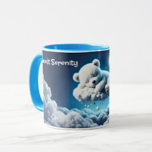 Taza Oso mágico noche soñadora arte azul pastel