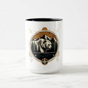 Taza Oso montañés rústico y vintage al aire libre