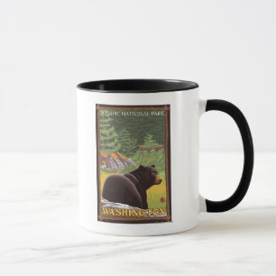 Taza Oso negro en el bosque - parque nacional olímpico,