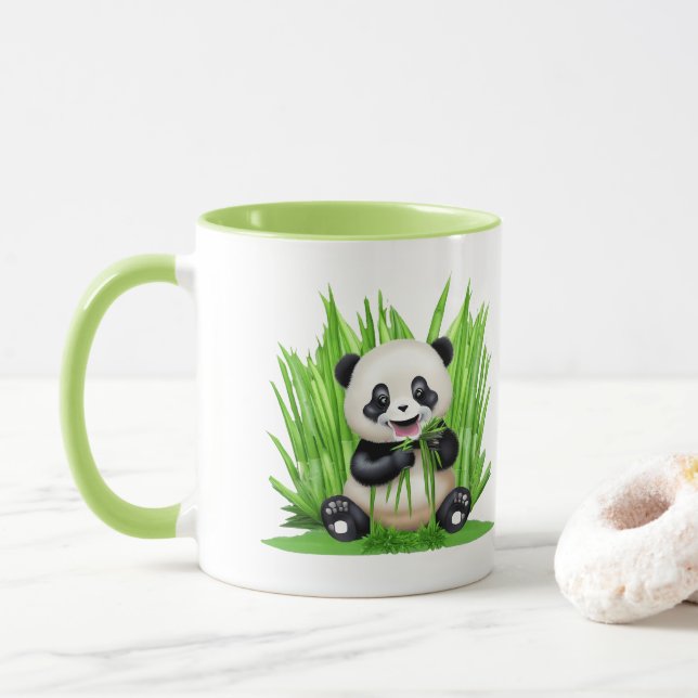 Taza Oso Panda alimentado por plantas (Con donut)