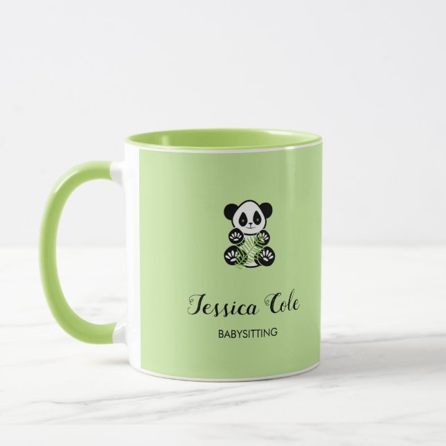 Taza Oso panda blanco verde pálido (Izquierda)