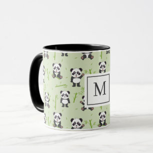 Taza Oso Panda Bonito Bamboo Kawaii Animales Monograma