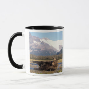 Taza Oso pardo, oso grizzly estirándose de espaldas