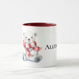 Taza Oso polar con escarlata blanca roja de menta
