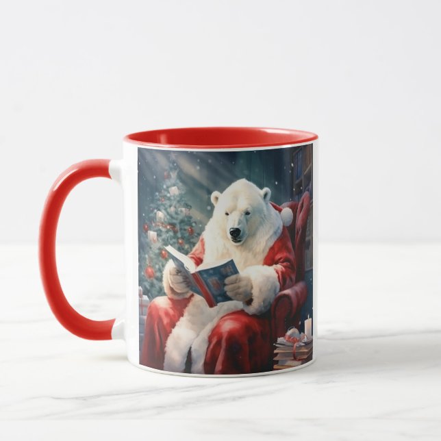 Taza Oso polar de Navidad leyendo (Izquierda)