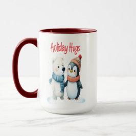 Taza Oso polar lindo y amigos pingüinos Navidades mug