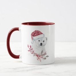 Taza Oso polar Santa hat Feliz Navidad lindo